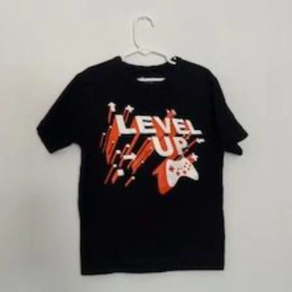 The Children’s Place Boys Level Up Graphic Tee - Size 7/8 - Black - 100% Cotton